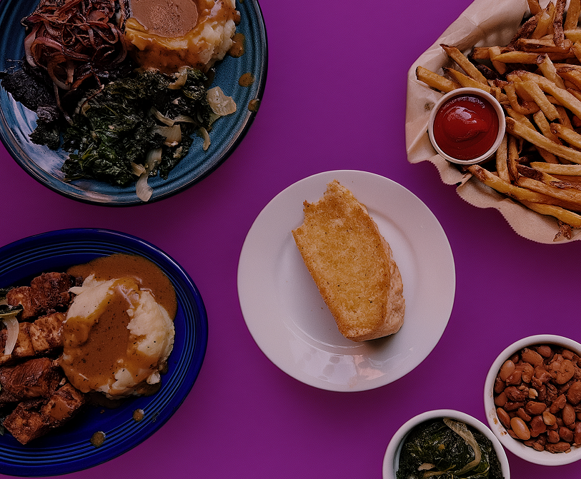 table full of southern soul food